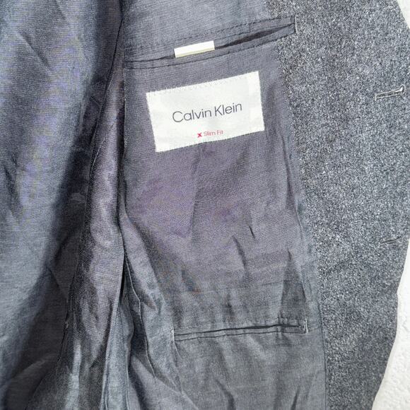 Calvin Klein Men's Slim-Fit Gray Solid Wool-Blend Suit Jacket Grey 40S $450 - Picture 7 of 8